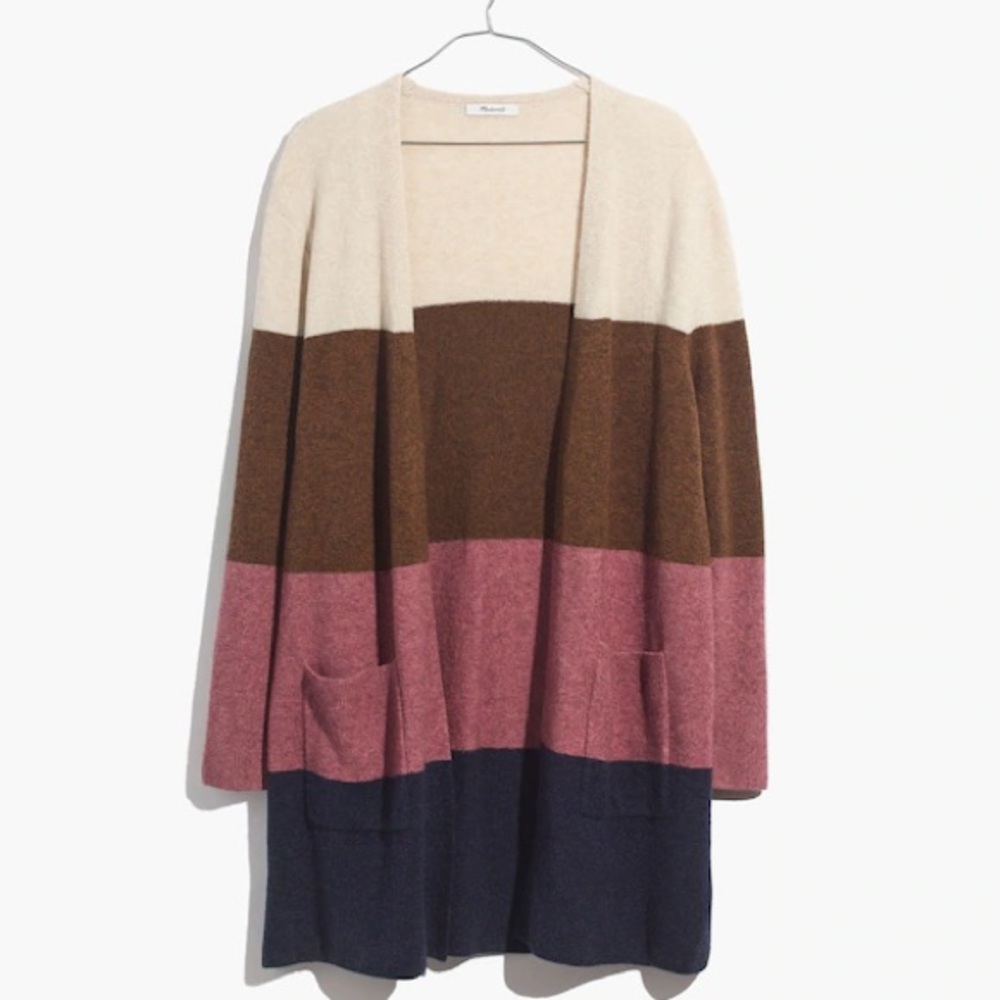 Madewell Kent Striped Cardigan Sweater in Coziest Yarn - Size XS